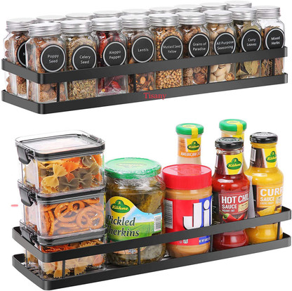 2 Pack 4 Pack Wall Mount Spice Rack Single Tier Spice Jar Holder For Kitchen 
