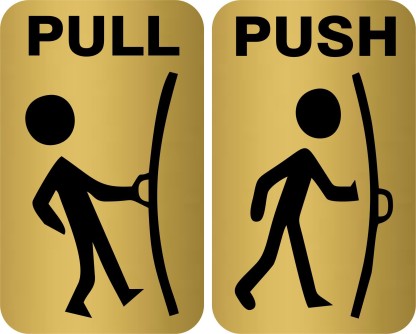 Push Pull Vinyl Sticker Sign gold 