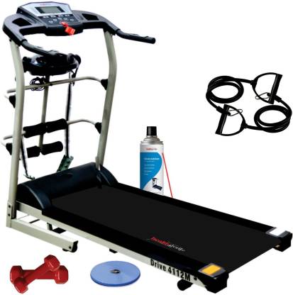 Healthgenie 6in1 with Massager, Tummy Twister,Dumbbells, Resistant Tubes & Silicone Lubricant 550ml Treadmill