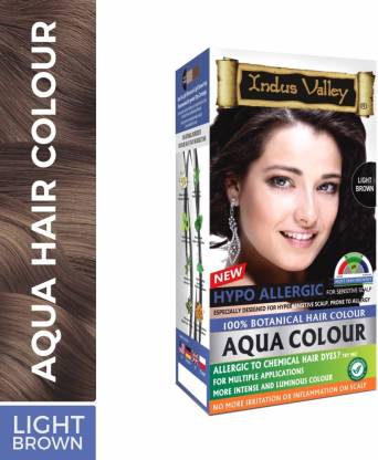 Indus Valley Hypo Allergic Aqua Color 100% Botanical Light Brown Hair Colour  , Light Brown - Price in India, Buy Indus Valley Hypo Allergic Aqua Color  100% Botanical Light Brown Hair Colour ,