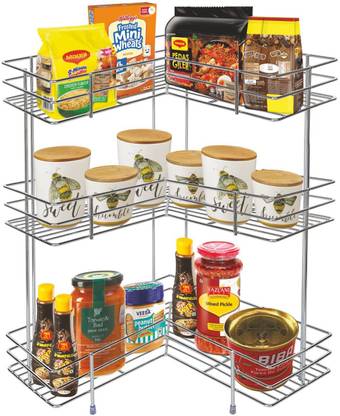 pics Kitchen Corner Shelf India smart slide stainless steel 3 shelf l type corner rack kitchen organizer countertop spice rack storage rack bathroom stand kitchen stand