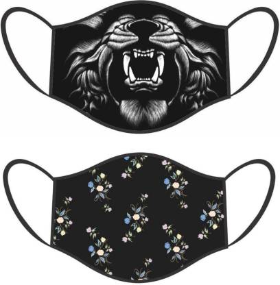 design wise Lion Animal Print With Flower Black Fashion Digital-Print Anti  Pollution Washable Soft Cloth Face Mask for Boys and Girls Cloth Mask Price  in India - Buy design wise Lion Animal