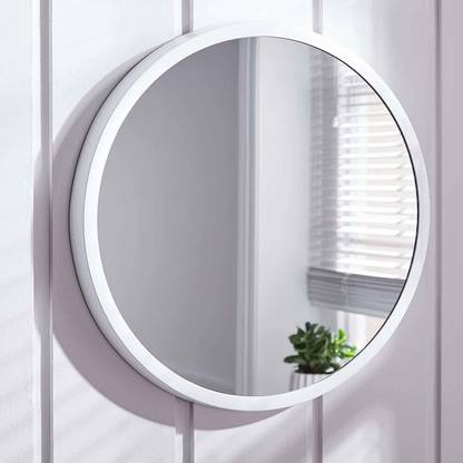 Alfa Design Hub Wall Mirror With Wood Frame Round For Entryways Washrooms Living Roomore Doubles As Modern Art Frameless White 18 Inch Decorative In India Wood Frame Round Wall Mirror, Round Mirror With Black Frame 9 6 In