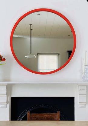 Alfa Design Hub Wall Mirror With Wood Frame Round Wall Mirror For Entryways Washrooms Living Rooms And More Doubles As Modern Wall Art Frameless Mirror Red 18 Inch Decorative Mirror Price In India