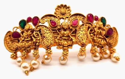 SriShopify Matte Finish Jewellery Temple Lakshmi Hair Clip with simulated  Ruby and Pearl for Womens/Girls Hair Barrettes clips (mango design Gold Hair  Buckle with Emarled) Hair Clip Price in India - Buy