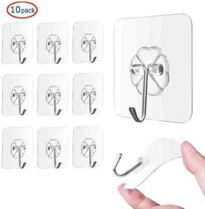 12pcs Pack Strong Self-Adhesive Hooks Kitchen Bathroom Stick On Wall Door Hanger 