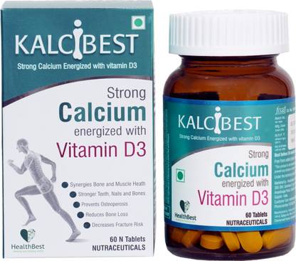 HealthBest KalciBest Calcium + Vitamin D3 Tablets | 60 Tablets