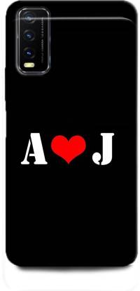 Afterglow Back Cover for vivo Y12G A J, A LOVES J, NAME, LETTER, ALPHABET, AJ  LOVE, HART - Afterglow : 