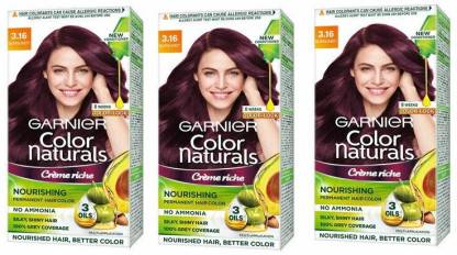 GARNIER color naturals creme riche hair color ( burgundy)  (3*(70ml+60g)) , Burgundy - Price in India, Buy GARNIER color naturals  creme riche hair color ( burgundy) (3*(70ml+60g)) , Burgundy Online In  India,
