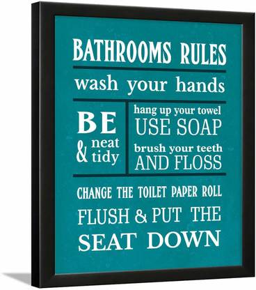 Craftscorner Bathroom Rules Motivational Inspirational Quote Painting With Frame For Bathroom Wall School Bathroom Home