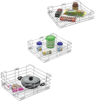 White, S JAKAGO Small Storage Baskes Plastic Kitchen Cupboards Organiser Storage Basket for Shelf Livingroom Bedroom 3 Pack 