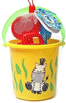 Blossom Set of 6 Beach Toy Set for Kids with Animal Print Bucket, 2 Sand  Moulds,