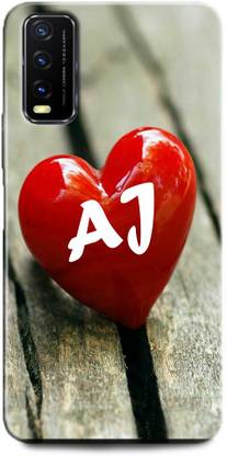 INDICRAFT Back Cover for Vivo Y20G, V2037 A J, A LOVES J, NAME, LETTER,  ALPHABET, AJ LOVE, HART, BLUE - INDICRAFT : 