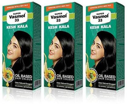 VASMOL Super 33 Kesh Kala Oil Based Hair Colour - 3 x 50 ml Packs Hair Oil  - Price in India, Buy VASMOL Super 33 Kesh Kala Oil Based Hair Colour -