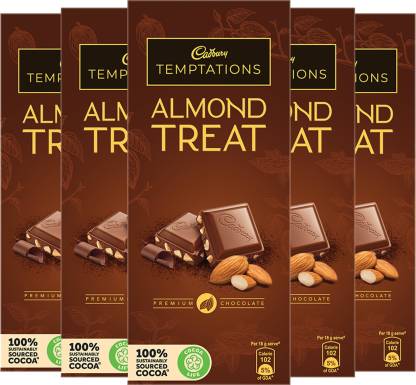 Cadbury Temptations Almond Treat Chocolate Bar, 72 gm (Pack of 5) Bars  Price in India - Buy Cadbury Temptations Almond Treat Chocolate Bar, 72 gm  (Pack of 5) Bars online at 