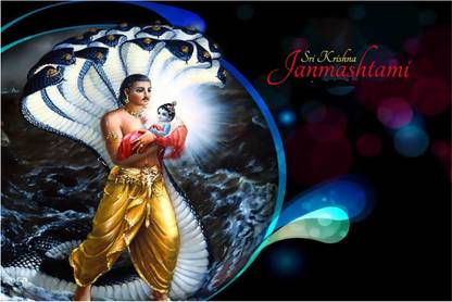 Shri Krishna Janmashtami Poster for Room Paper Print - Religious posters in India - Buy art, film, design, movie, music, nature and educational paintings/wallpapers at Shri Krishna Janmashtami Poster for Room Paper Print - Religious posters in India - Buy art, film, design, movie, music, nature and educational paintings/wallpapers at