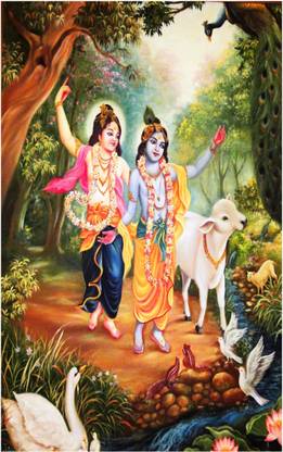 Lord Shri Krishna with Shri Balaram Poster for Room Paper Print - Religious posters in India - Buy art, film, design, movie, music, nature and educational paintings/wallpapers at Lord Shri Krishna with Shri Balaram Poster for Room Paper Print - Religious posters in India - Buy art, film, design, movie, music, nature and educational paintings/wallpapers at