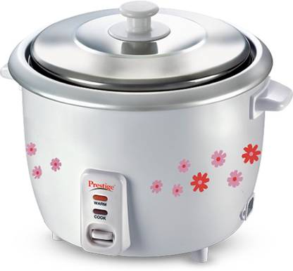 Prestige PRWO 1.8-2 700-Watts Delight Electric Rice Cooker with 2 Aluminium Cooking Pans, 1.8L, White