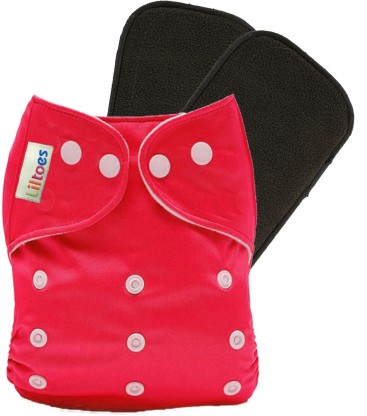 One Size with Snap Buttons Overnight Diaper with 2 Cotton Bamboo Inserts Fitted Cloth Diaper 