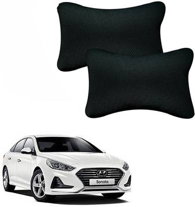 NIKROKZ Black Leatherite Car Pillow Cushion for Hyundai