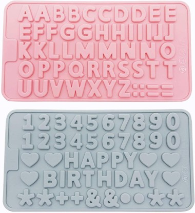 Chocolate Lollipop Candy Jello Biscuit Gummy Fondant Dessert Moulds for Cake Decoration-with Droppers Silicone Letters Numbers Alphabet Mold 2 Pcs Happy Birthday Silicone Mould 