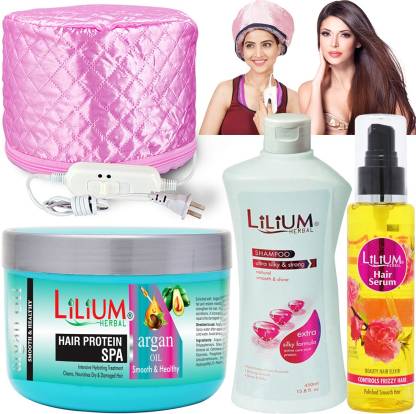LILIUM Best Hair Repair Natural Spa Kit With Hair Spa Cap, Cream, Shampoo  And Serum. (GC1518) , Clear - Price in India, Buy LILIUM Best Hair Repair  Natural Spa Kit With Hair
