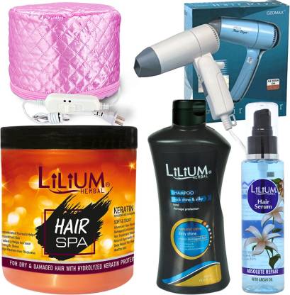 LILIUM Best Hair Spa Cap & Hair Dryer WIth Best Quality Hair Care Products  to Get Non Freezy, Radiant, Smooth & Non Sticky Hair. (GC1504) , Clear -  Price in India, Buy