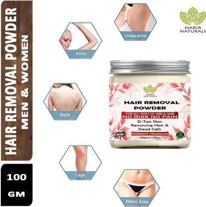 Haria Naturals Hair Removal Powder (Rosemary Fragrance) For Underarms, Hand, Legs & Bikini Line Three in Haria Naturals Hair Removal Powder (Rosemary Fragrance) For Underarms, Hand, Legs & Bikini Line Three in
