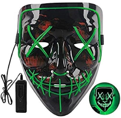 Halloween Light-Up Mask Scary LED Mask for Halloween Costume Dress-up Accessories,Festival Cosplay 2 Pack 