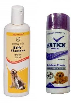 Bolfo Tick And Flea Control Shampoo & 100 Gram Powder for Dogs And Cats Pet Spa Kit
