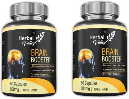 herbalvalley brain booster with 6 herbal ingredients for better brain function pack of 2