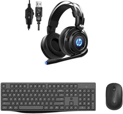 HP Wireless Keyboard Mouse + USB Gaming headphone combo set Combo Set