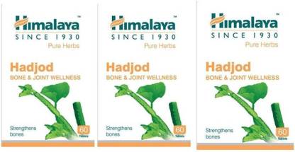 HIMALAYA Pure Herbs Hadjod Bone & Joint Wellness 60 Tablets (Pack of 3)