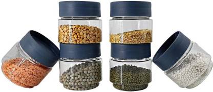 Solomon ™ Premium Quality Unbreakable STYLO Airtight Transparent Jar | Grocery Container | Storage Container | Container sets | Storage Jar | Containers Combo | Masala Boxes | Freezer Safe Idle for Kitchen Storage Box | Container For Tea, Coffee, Sugar, Food, Grain, Rice, Pasta, Pulses, Spices Container Set (GREY) 500ml  - 500 ml Plastic Grocery Container