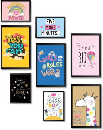 Motivational Quotes Funny Posters for Kids Girls Room and Children Play  School - Cartoon Photo Frames for