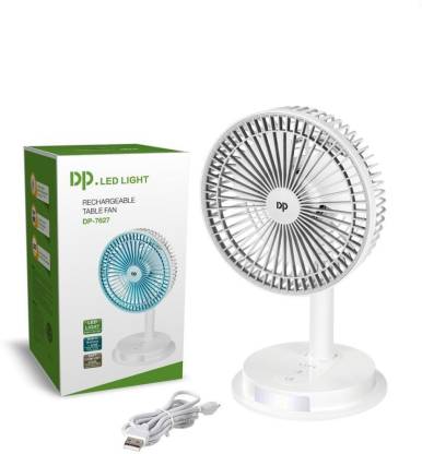 DP.LED 7627 RECHARGEABLE TABLE FAN MULTI-FUNCTION DUAL-MODE POWER SUPPLY FAN  THREE-STAGE SPEED