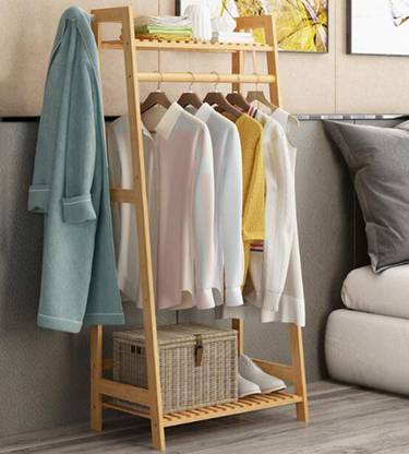 Naayaab Craft Bamboo Clothing Garment Rack Coat Clothes Hanging Heavy Duty With Top Shelf And Naayaab Craft Bamboo Clothing Garment, Garment Rack With Top Shelf