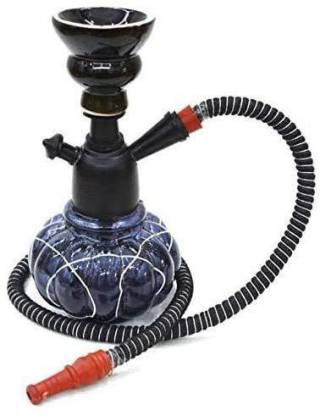 Wish Divine Black Hookah with Black Met Finish (8 Inches)(Kharbuza Shaped) 8 inch Glass Hookah