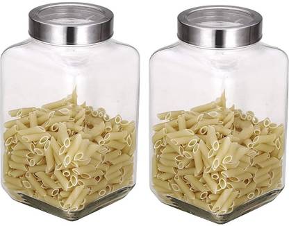 Glassbar 3000 Ml Glasss Jar Square Kitchen Storage 3 Ltr Kg Glass Glasss Jar Square Kitchen Storage, Flour Storage Jars Glass
