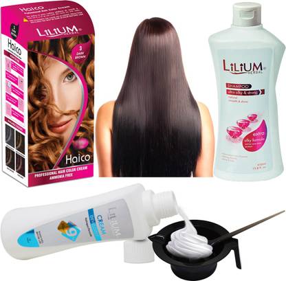 LILIUM Best Hair Color Combo With Dark Hair Dye Color, Cream Developer, Shampoo, Bowl & Brush. (GC1601) , Brown - Price in India, Buy LILIUM Best Hair Color Combo With Dark Hair LILIUM Best Hair Color Combo With Dark Hair Dye Color, Cream Developer, Shampoo, Bowl & Brush. (GC1601) , Brown - Price in India, Buy LILIUM Best Hair Color Combo With Dark Hair