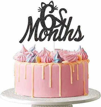 Party Decoration 6 Months Cake Topper Happy 1 2 Birthday Baby Shower One Half Year Cat Theme Birthday Party Black Glitter Cake Topper Price In India Buy Party Decoration 6 Months