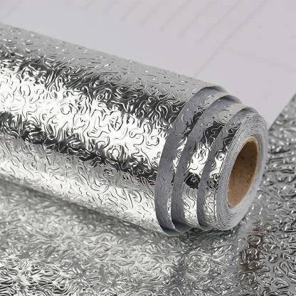S M CREATION 5 Meter Aluminum Roll Self Adhesive Wall Paper Roll Peel and Stick for Shelf S M CREATION 5 Meter Aluminum Roll Self Adhesive Wall Paper Roll Peel and Stick for Shelf