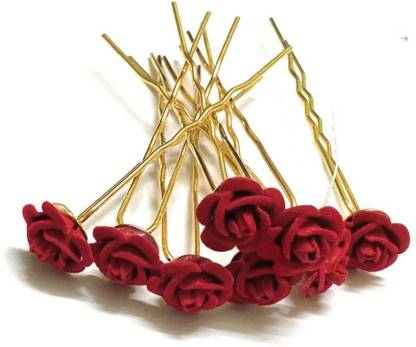 RAM MURTI ENTERPRISES Rose Flower Fancy Bun Metal Juda Pin - Pack of 12 ...