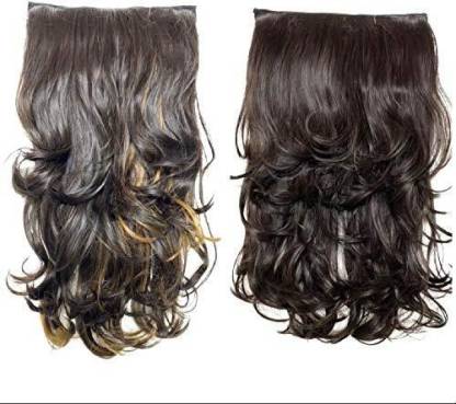NAIRA 2 pcs semi curls hair extension wigs for women & girls with 4 clips  4m-8245l (brown & brown with highlights) pack of 2 Hair Extension Price in  India - Buy NAIRA