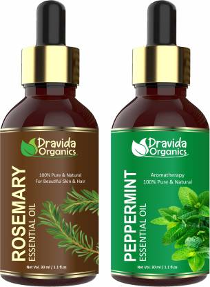Dravida Organics Rosemary Oil and Peppermint Oil For Hair Growth, Skin care  (Each 30ML )- 100% Pure Natural Oil - Price in India, Buy Dravida Organics  Rosemary Oil and Peppermint Oil For