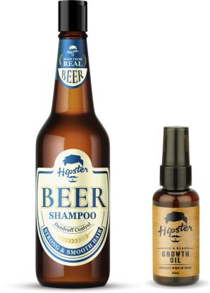 HIPSTER Beer Shampoo Dandruff Control 250ml With Hair & Beard Growth Oil  For Men 50ml | Hair Oil For Men With Beer Shampoo | Mens Grooming Combo Kit  Price in India -