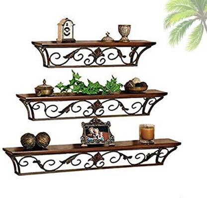 Heena Engineers Iron Wooden Wall Rack Shelves Set Of 3 Mount For Office Home Decor Shelf In India - Wooden Wall Shelves Set Of 3 Heena Engineers Iron Wooden Wall Rack Shelves Set Of 3 Mount For Office Home Decor Shelf In India - Wooden Wall Shelves Set Of 3