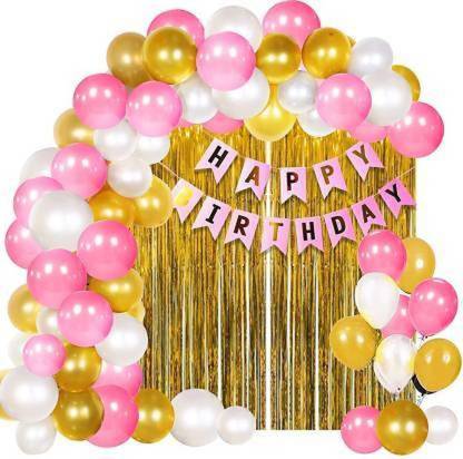 Hotchpotch Baby Girls Gifts Happy Birthday Balloons Banner Curtains Decorations Kit 33pcs For Girl Kids - 1st Birthday Decorations At Home Hotchpotch Baby Girls Gifts Happy Birthday Balloons Banner Curtains Decorations Kit 33pcs For Girl Kids - 1st Birthday Decorations At Home