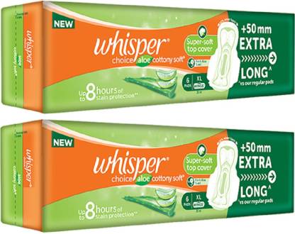 Whisper Choice Aloe Vera Freshness Wings, (6+6 Count) Sanitary Pad | Hygiene products online in India | Flipkart.com