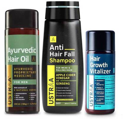 USTRAA Hair Growth Vitalizer - 100ml, Anti Hair Fall Shampoo - 250ml & Ayurvedic Hair Oil - 200ml Price in India - Buy USTRAA Hair Growth Vitalizer - 100ml, Anti Hair Fall USTRAA Hair Growth Vitalizer - 100ml, Anti Hair Fall Shampoo - 250ml & Ayurvedic Hair Oil - 200ml Price in India - Buy USTRAA Hair Growth Vitalizer - 100ml, Anti Hair Fall